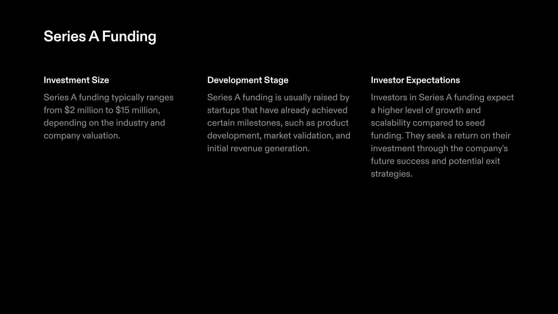 Series A Startup Funding: Investment size, development stage and investor expectations